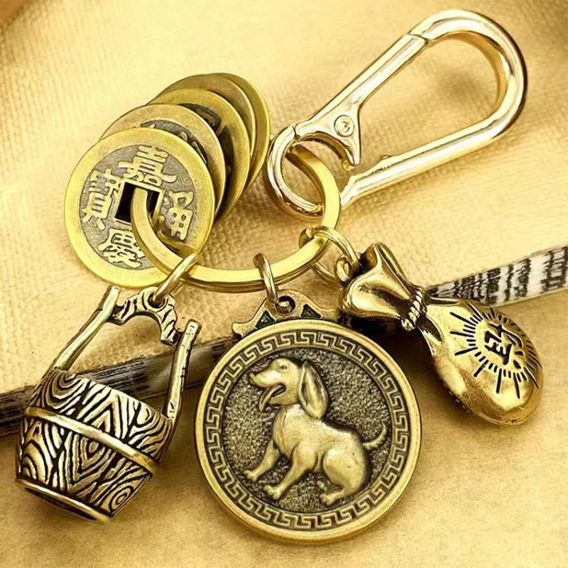FuAttract Fortune Protection Energy Flow Chinese Zodiac Brass Keychain - Dog - image 10