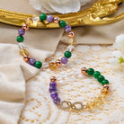 FuAttract Wealth Harmony Infinity Clear Quartz Amethyst Citrine Malachite Bracelet Set - image 1