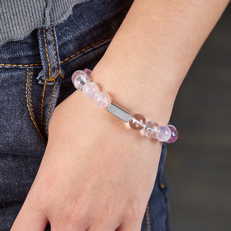 FuAttract Angel Numbers Inner Peace Bracelet – Clear Quartz Rose Quartz & Amethyst Healing Bracelet - image 3
