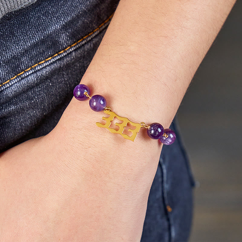 FuAttract Intuition Balance Angel Numbers Amethyst Stainless Steel Bracelet - image 3