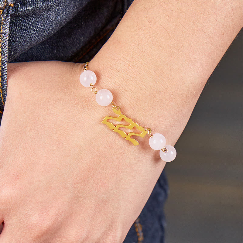 FuAttract Love Balance Angel Numbers Rose Quartz Stainless Steel Bracelet - image 3