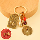 FuAttract Fortune Blessings Chinese Zodiac Guardian Calabash Cinnabar Brass Keychain - Ox - image 7