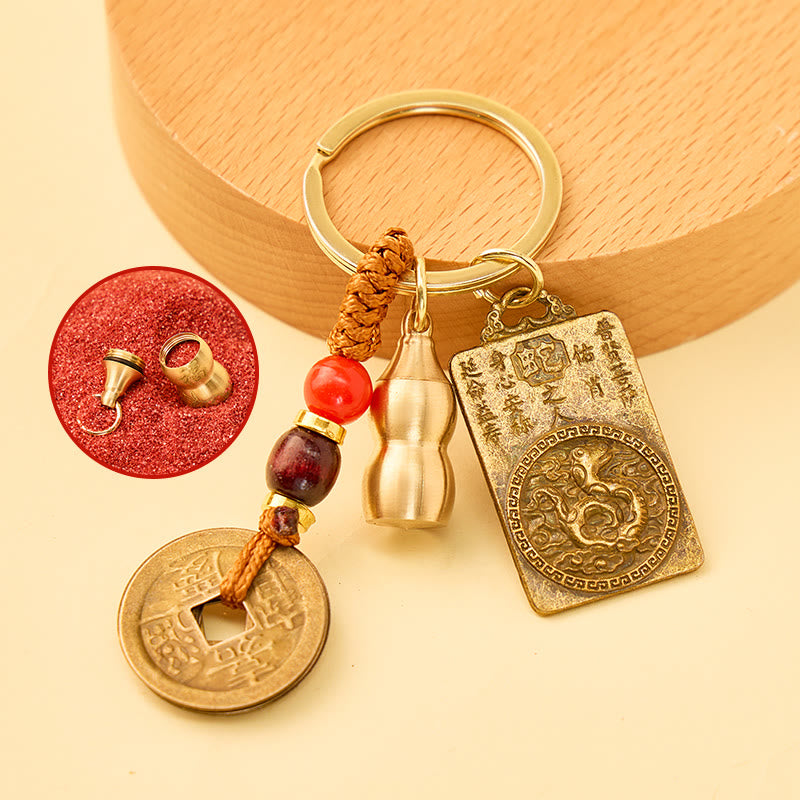 FuAttract Fortune Blessings Chinese Zodiac Guardian Calabash Cinnabar Brass Keychain - Snake - image 11