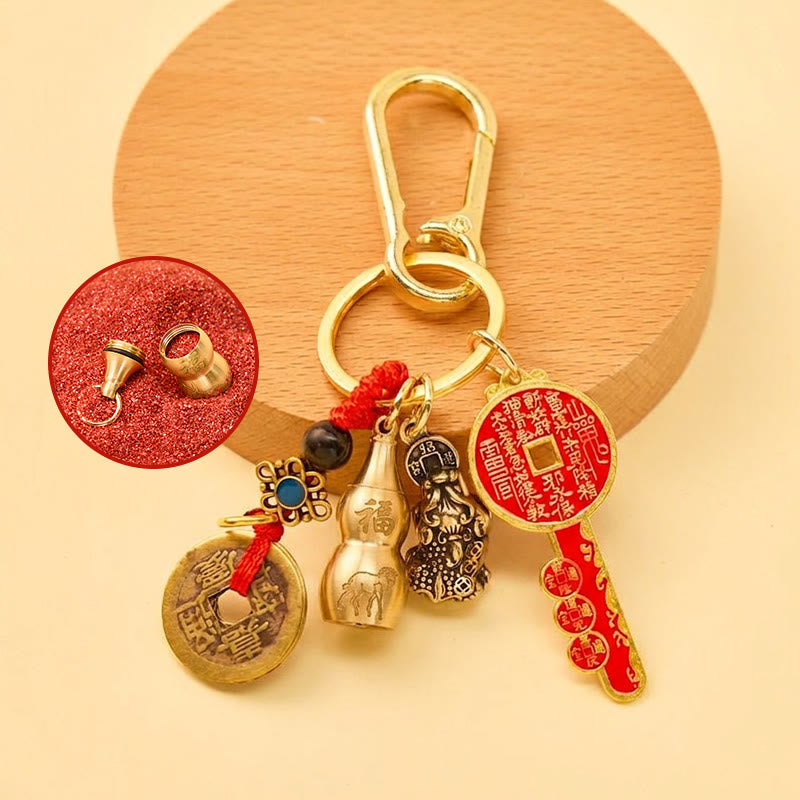 FuAttract Wealth Fortune Pixiu Chinese Zodiac Calabash Brass Keychain - Goat - image 7
