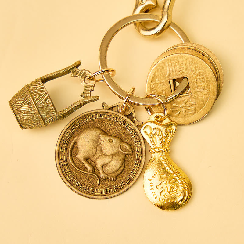 FuAttract Fortune Protection Energy Flow Chinese Zodiac Brass Keychain - image 13