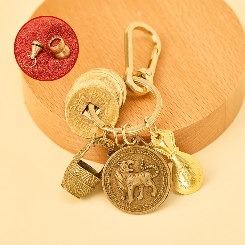 FuAttract Fortune Protection Energy Flow Chinese Zodiac Brass Keychain - Tiger - image 2