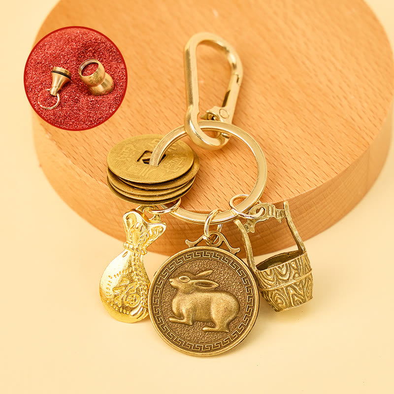 FuAttract Fortune Protection Energy Flow Chinese Zodiac Brass Keychain - Rabbit - image 3