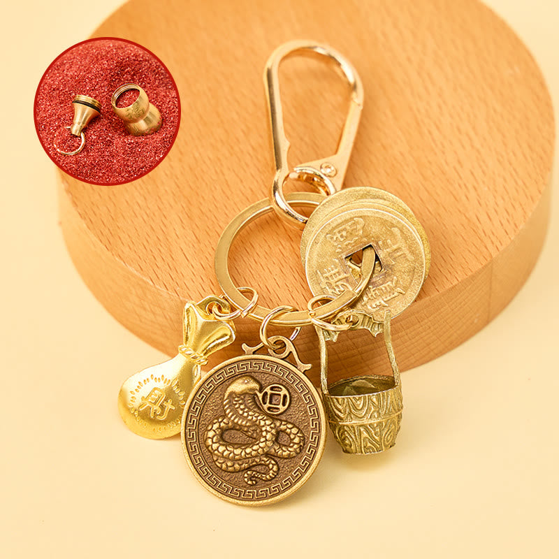 FuAttract Fortune Protection Energy Flow Chinese Zodiac Brass Keychain - Snake - image 5