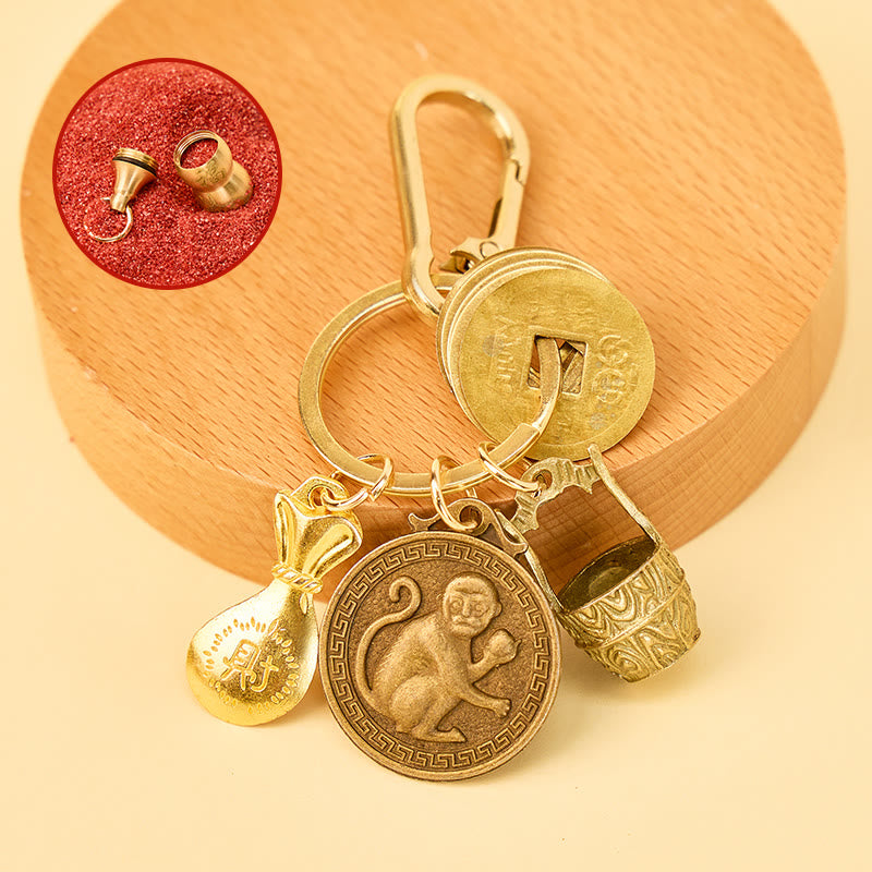 FuAttract Fortune Protection Energy Flow Chinese Zodiac Brass Keychain - Monkey - image 8