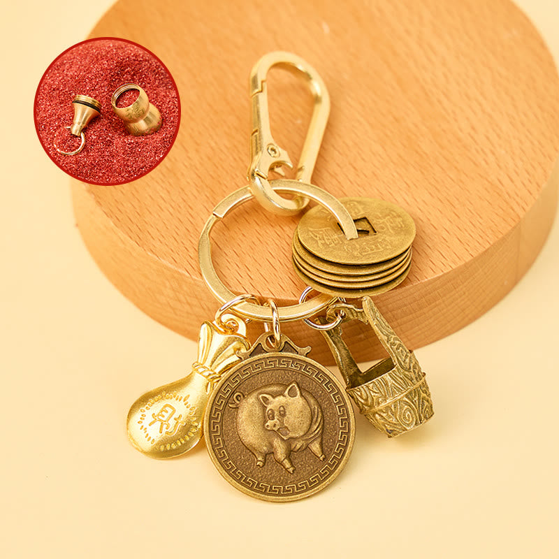FuAttract Fortune Protection Energy Flow Chinese Zodiac Brass Keychain - Pig - image 11