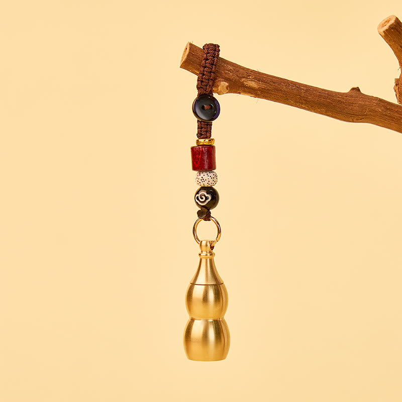 FuAttract Protection Fortune Grounded Energy Brass Cinnabar Calabash Keychain - image 2