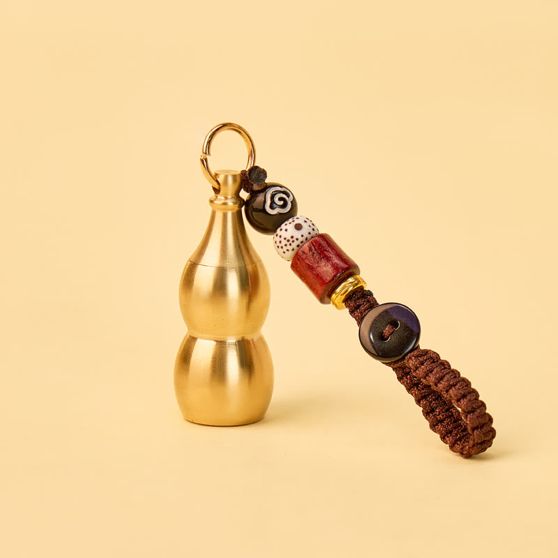 FuAttract Protection Fortune Grounded Energy Brass Cinnabar Calabash Keychain - image 1