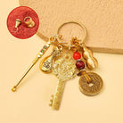 FuAttract Luck Blessings Chinese Zodiac Calabash Cinnabar Brass Keychain - Dragon - image 4