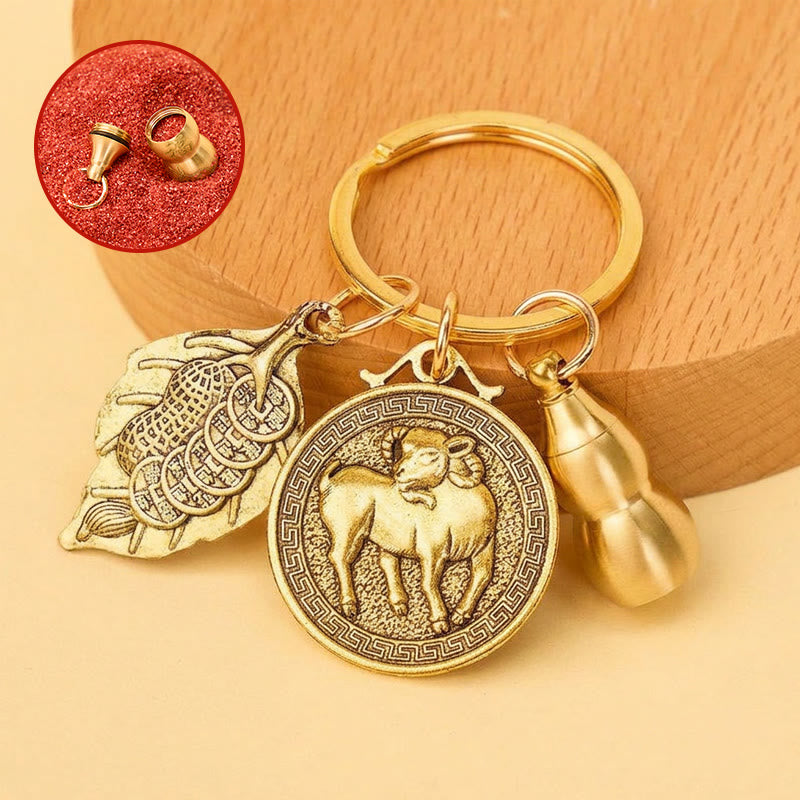 FuAttract Protection Vital Energy Chinese Zodiac Calabash Cinnabar Keychain - Goat - image 7