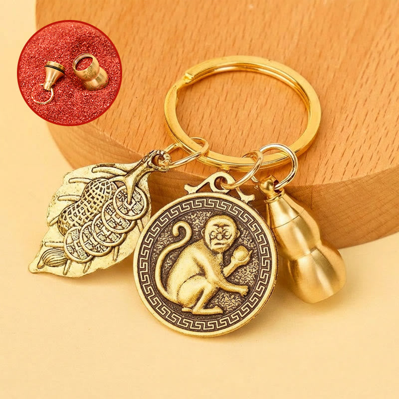 FuAttract Protection Vital Energy Chinese Zodiac Calabash Cinnabar Keychain - Monkey - image 8