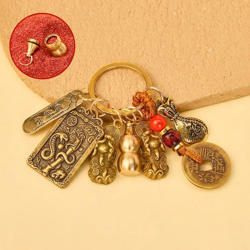 FREE Today: Wealth Fortune Pixiu Chinese Zodiac Cinnabar Calabash Keychain - Snake - image 5