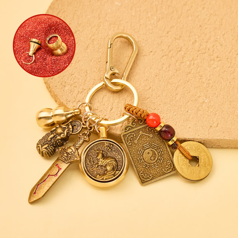 FuAttract Protection Wealth Pixiu Chinese Zodiac Guardian Calabash Cinnabar Keychain - Rat - image 0