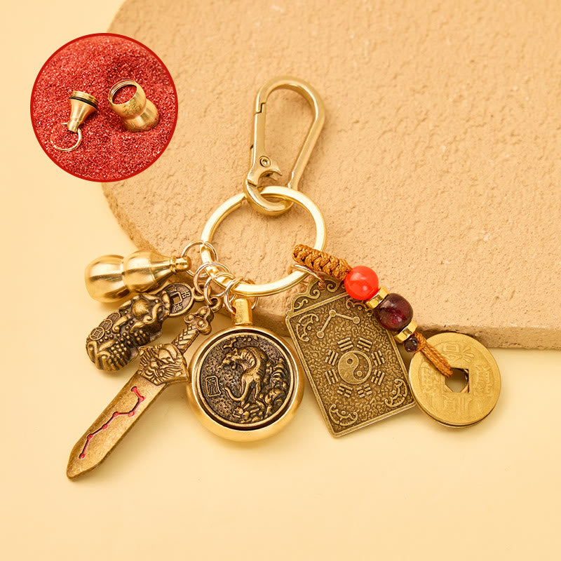 FuAttract Protection Wealth Pixiu Chinese Zodiac Guardian Calabash Cinnabar Keychain - Tiger - image 2