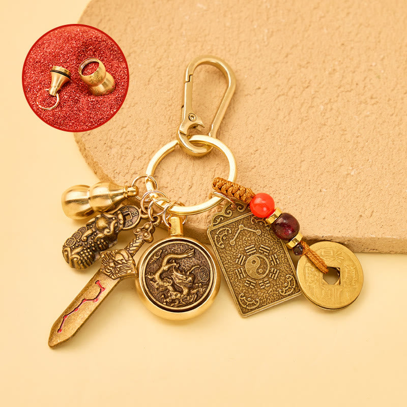 FuAttract Protection Wealth Pixiu Chinese Zodiac Guardian Calabash Cinnabar Keychain - Dragon - image 4