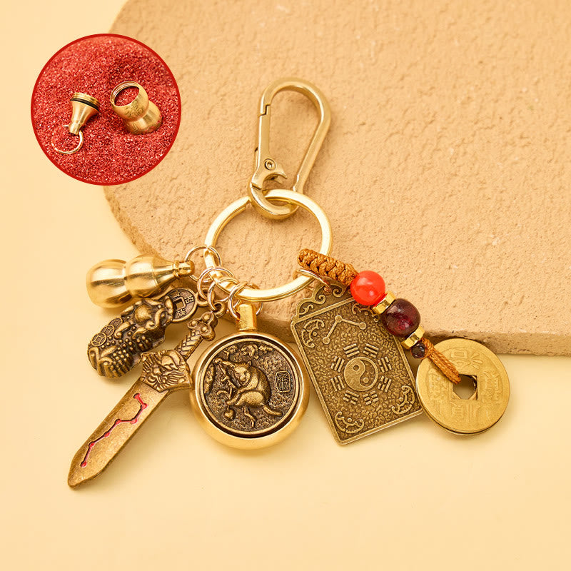 FuAttract Protection Wealth Pixiu Chinese Zodiac Guardian Calabash Cinnabar Keychain - Monkey - image 8