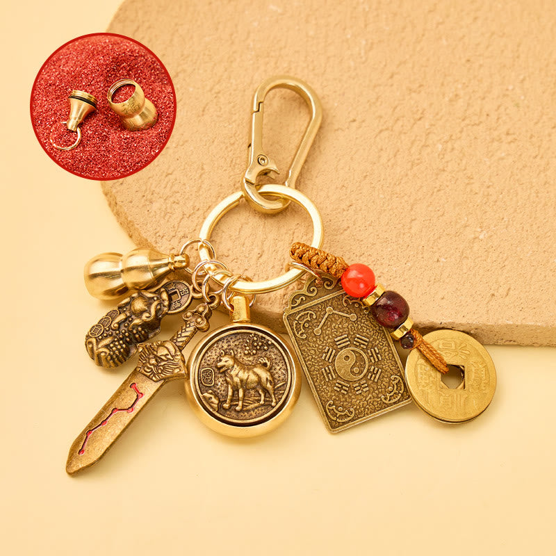 FuAttract Protection Wealth Pixiu Chinese Zodiac Guardian Calabash Cinnabar Keychain - Dog - image 10