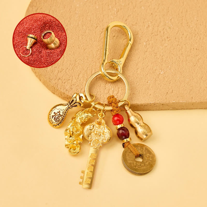 FREE Today: Wealth Luck Protection Pixiu Chinese Zodiac Cinnabar Calabash Keychain - Rat - image 0