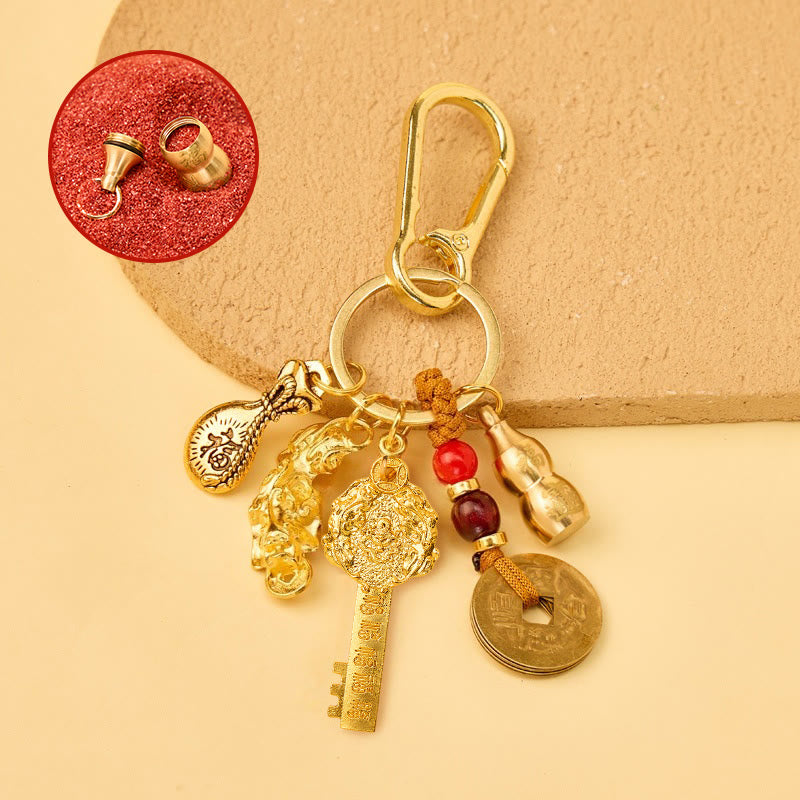 FREE Today: Wealth Luck Protection Pixiu Chinese Zodiac Cinnabar Calabash Keychain - Dragon - image 4