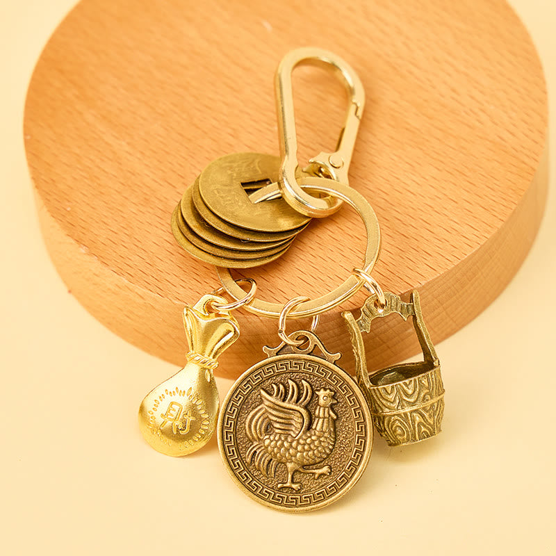 FuAttract Fortune Protection Energy Flow Chinese Zodiac Brass Keychain - Rooster - image 9