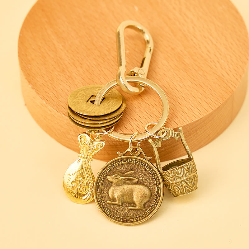FuAttract Fortune Protection Energy Flow Chinese Zodiac Brass Keychain - Rabbit - image 3
