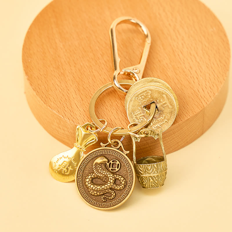 FuAttract Fortune Protection Energy Flow Chinese Zodiac Brass Keychain - image 5