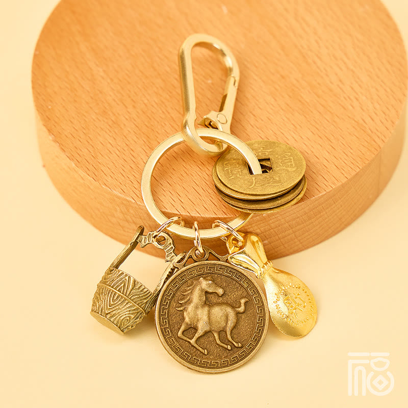 FuAttract Fortune Protection Energy Flow Chinese Zodiac Brass Keychain - Horse - image 6
