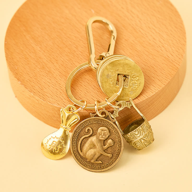 FuAttract Fortune Protection Energy Flow Chinese Zodiac Brass Keychain - Monkey - image 8