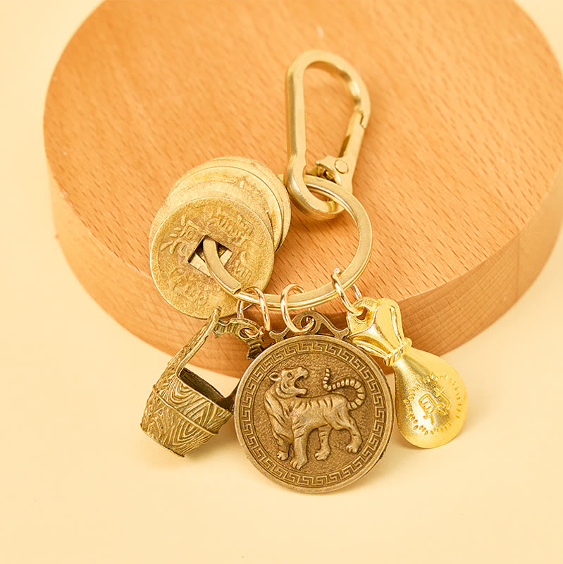 FuAttract Fortune Protection Energy Flow Chinese Zodiac Brass Keychain - Tiger - image 2