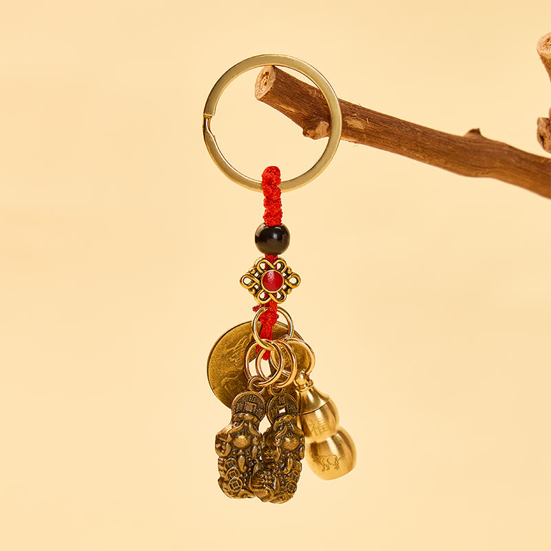 FuAttract Wealth Protection Pixiu Chinese Zodiac Brass Calabash Keychain - image 12