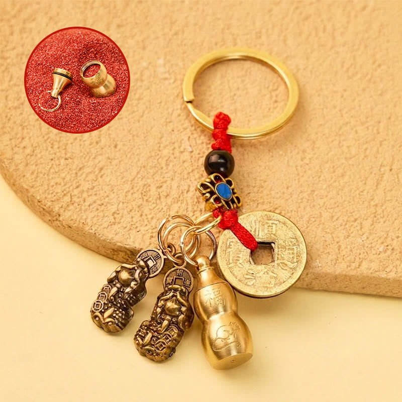 FuAttract Wealth Protection Pixiu Chinese Zodiac Brass Calabash Keychain - Rat - image 0