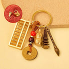 FuAttract Success Protection Chinese Zodiac Calabash Brass Cinnabar Keychain - Ox - image 1