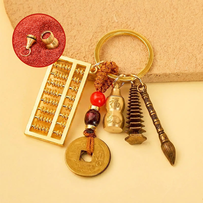 FuAttract Success Protection Chinese Zodiac Calabash Brass Cinnabar Keychain - Rabbit - image 3