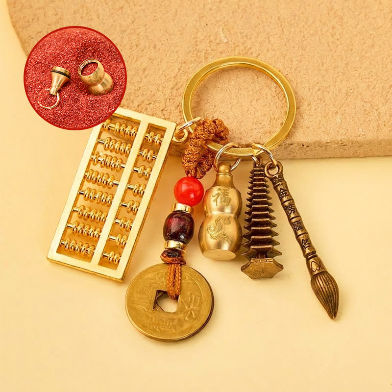 FuAttract Success Protection Chinese Zodiac Calabash Brass Cinnabar Keychain - Snake - image 5