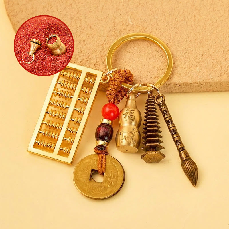 FuAttract Success Protection Chinese Zodiac Calabash Brass Cinnabar Keychain - Dog - image 10
