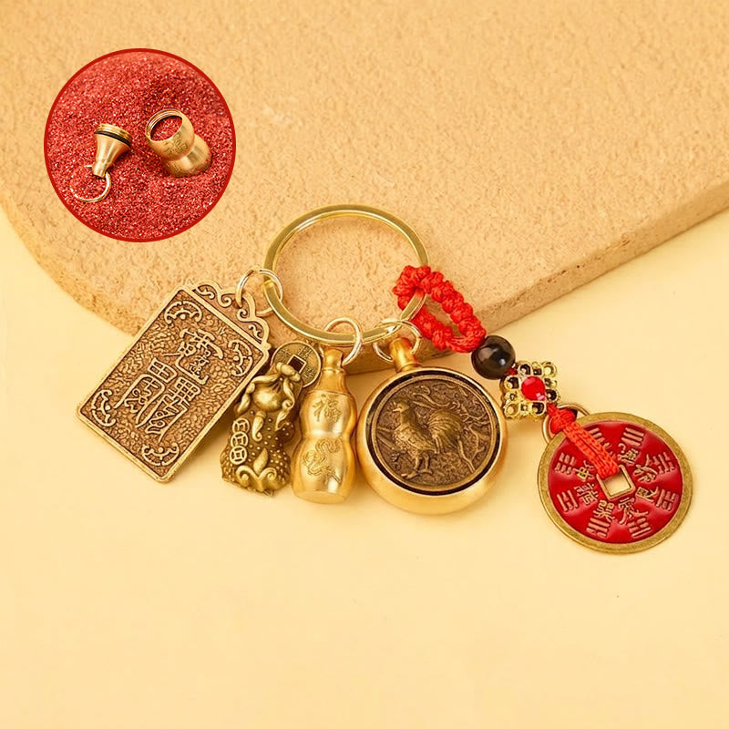 FuAttract Wealth Fortune Pixiu Chinese Zodiac Guardian Deity Calabash Cinnabar Keychain  - Snake - image 5