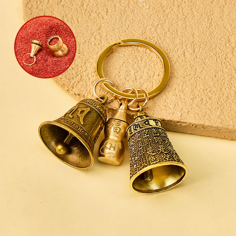 FuAttract Blessings Harmony Chinese Zodiac Calabash Om Mani Mantra Bell Keychain - Rat - image 0