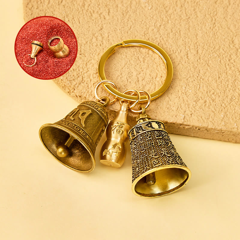 FuAttract Blessings Harmony Chinese Zodiac Calabash Om Mani Mantra Bell Keychain - Horse - image 6