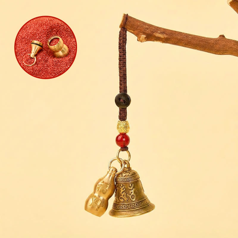FuAttract Protection Chinese Zodiac Calabash Cinnabar Mantra Om Mani Mantra Bell Brass Keychain - Ox - image 1