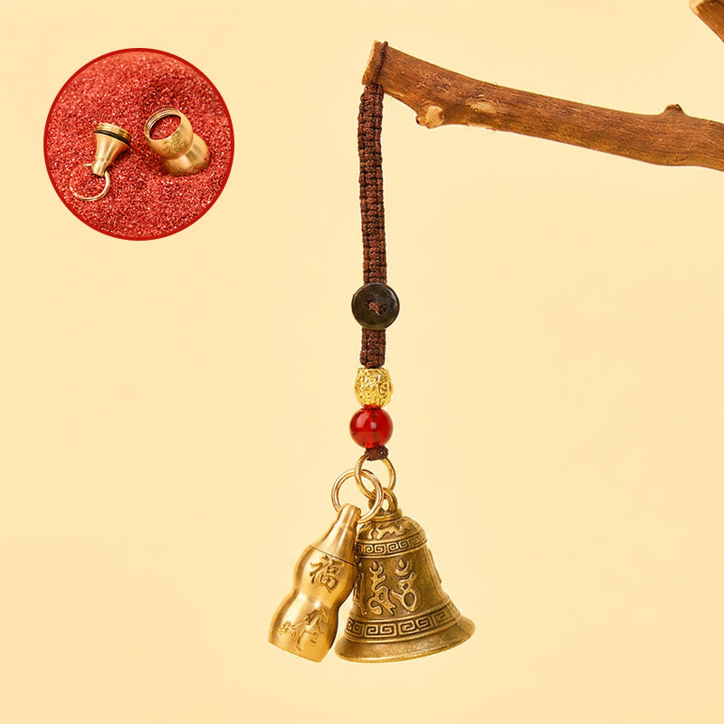 FuAttract Protection Chinese Zodiac Calabash Cinnabar Mantra Om Mani Mantra Bell Brass Keychain - Horse - image 6