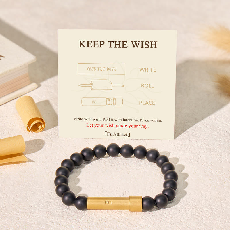 FuAttract Wishbeads Protection & Strength – Black Onyx Intention Bracelet - image 1