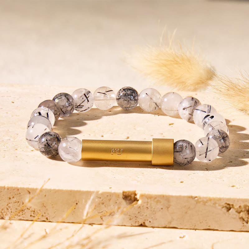 FuAttract Wishbeads Protection Power Black Rutilated Quartz Intention Bracelet - image 2