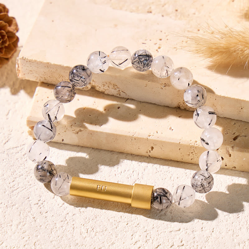 FuAttract Wishbeads Protection Power Black Rutilated Quartz Intention Bracelet - image 3