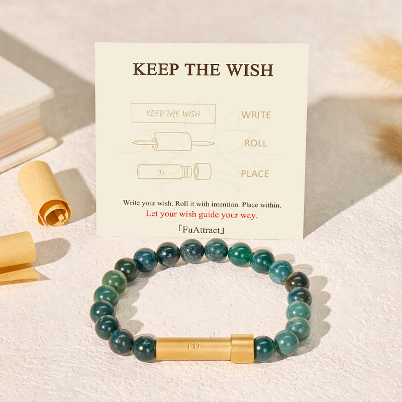 FuAttract Wishbeads Balance & Transformation – Moss Agate Intention Bracelet - image 1