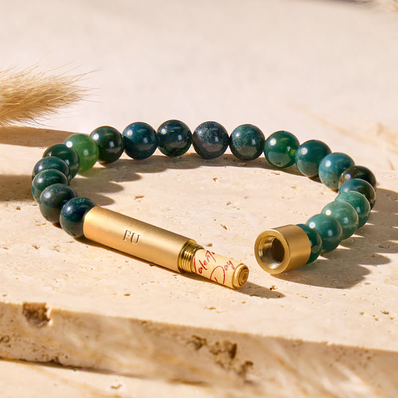 FuAttract Wishbeads Balance & Transformation – Moss Agate Intention Bracelet - 8mm - image 0