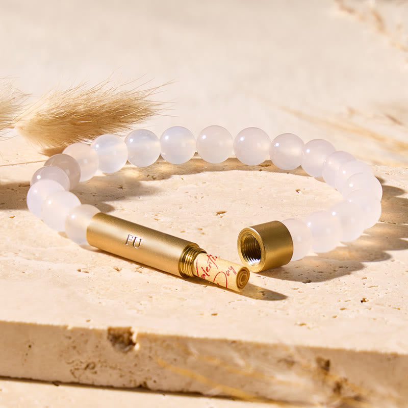 FuAttract Wishbeads Peace Balance – White Agate Intention Bracelet - 8mm - image 0